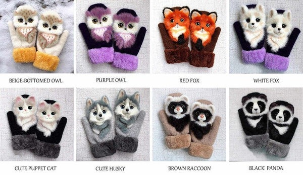 🧤Hand knitted cute animal gloves