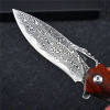 VG10 Slider Damascus Pocket Knife with Exotic Red Sandal Wood Handle
