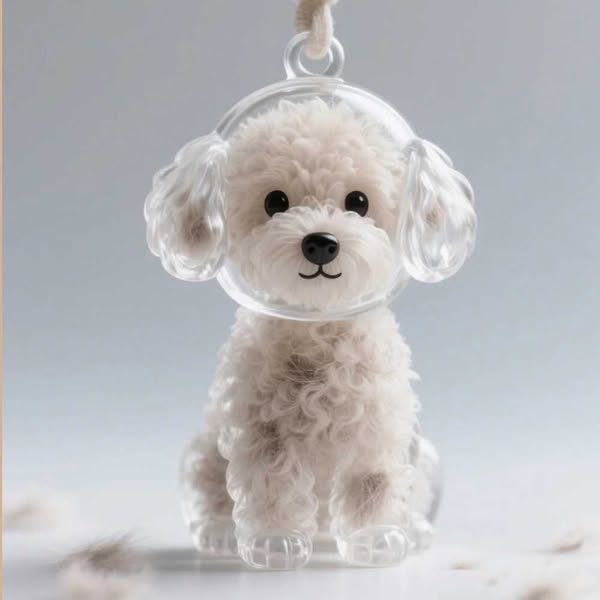 Dog Hair Collector Keychain Charm Memorial Storage Box