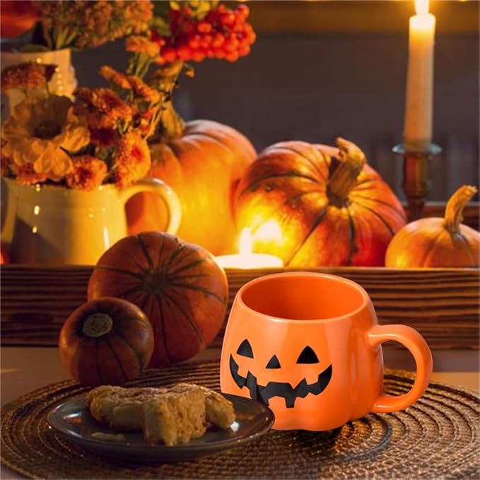 🎁TikTok Last Day Sale - 70% OFF👻Halloween Mugs Set - Black Pumpkin & White Ghost Ceramic Coffee Cups 🎃