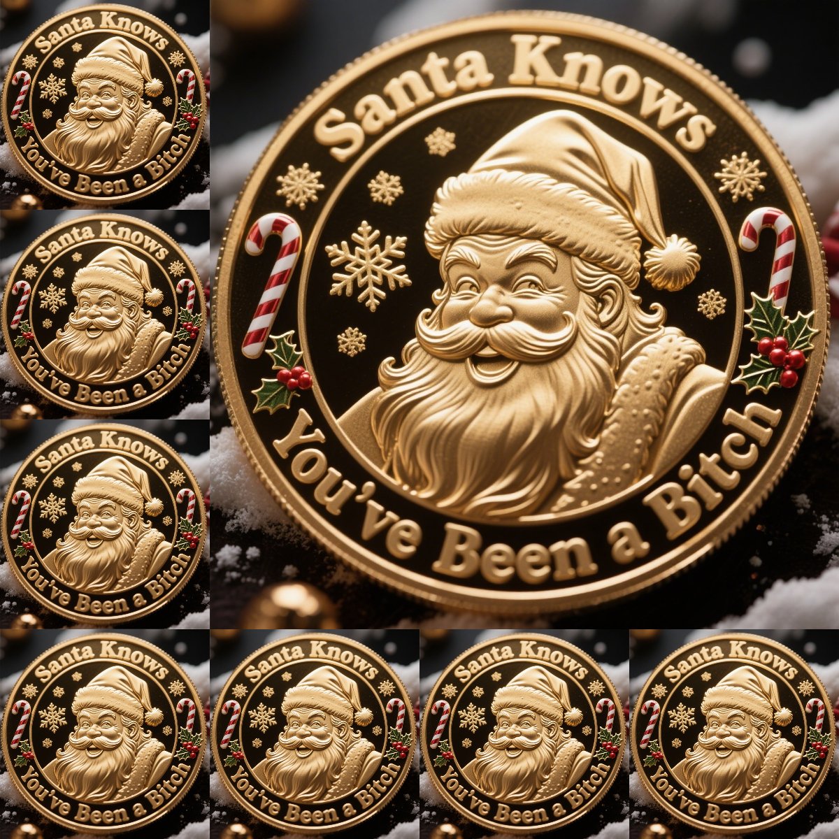 🎅Santa Knows You’ve Been a Bitch Coin – Funny Christmas Gift