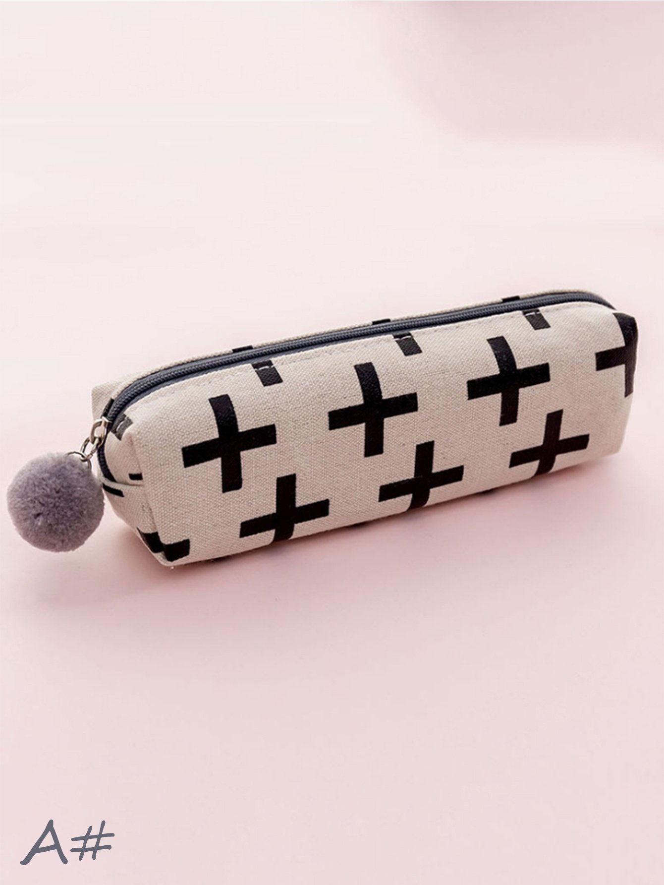 Pom Pom Decor Pencil Case 1pc