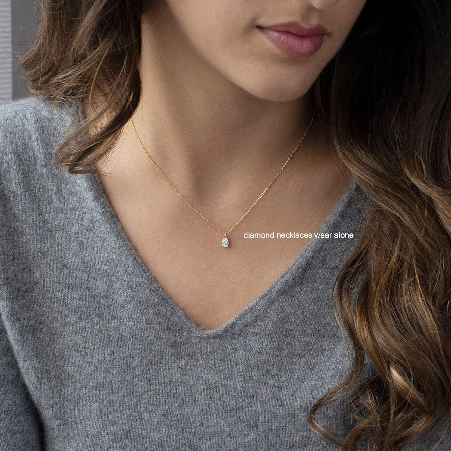 Tewiky Diamond Necklaces for Women, Dainty Gold Necklace 14k Gold Plated Long Lariat Necklace Simple Gold CZ Diamond Choker Necklaces for Women Trendy Gold Necklace Jewelry Gifts for Girls