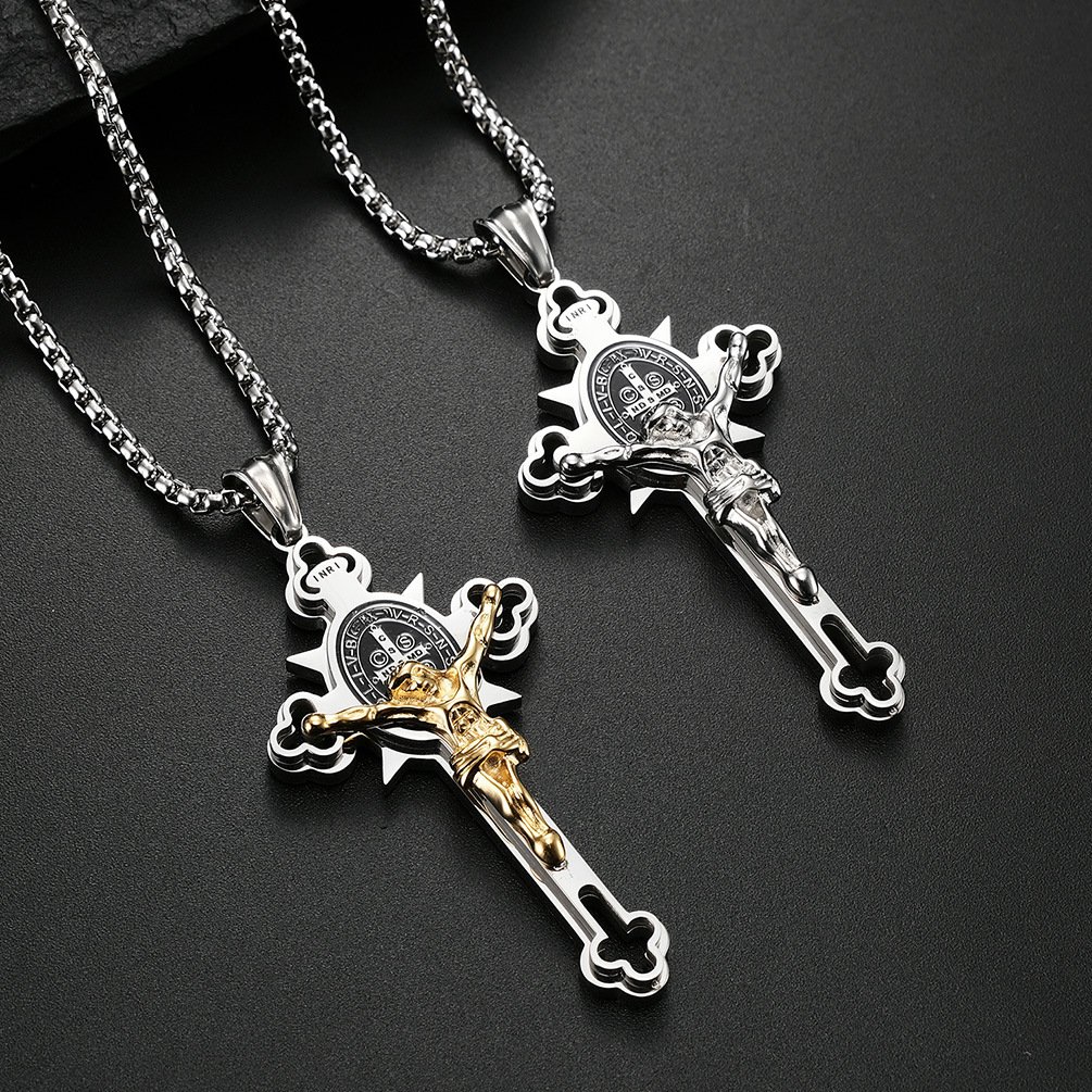 ST.Benedict Protection Cross Power Pendant Necklace 💖