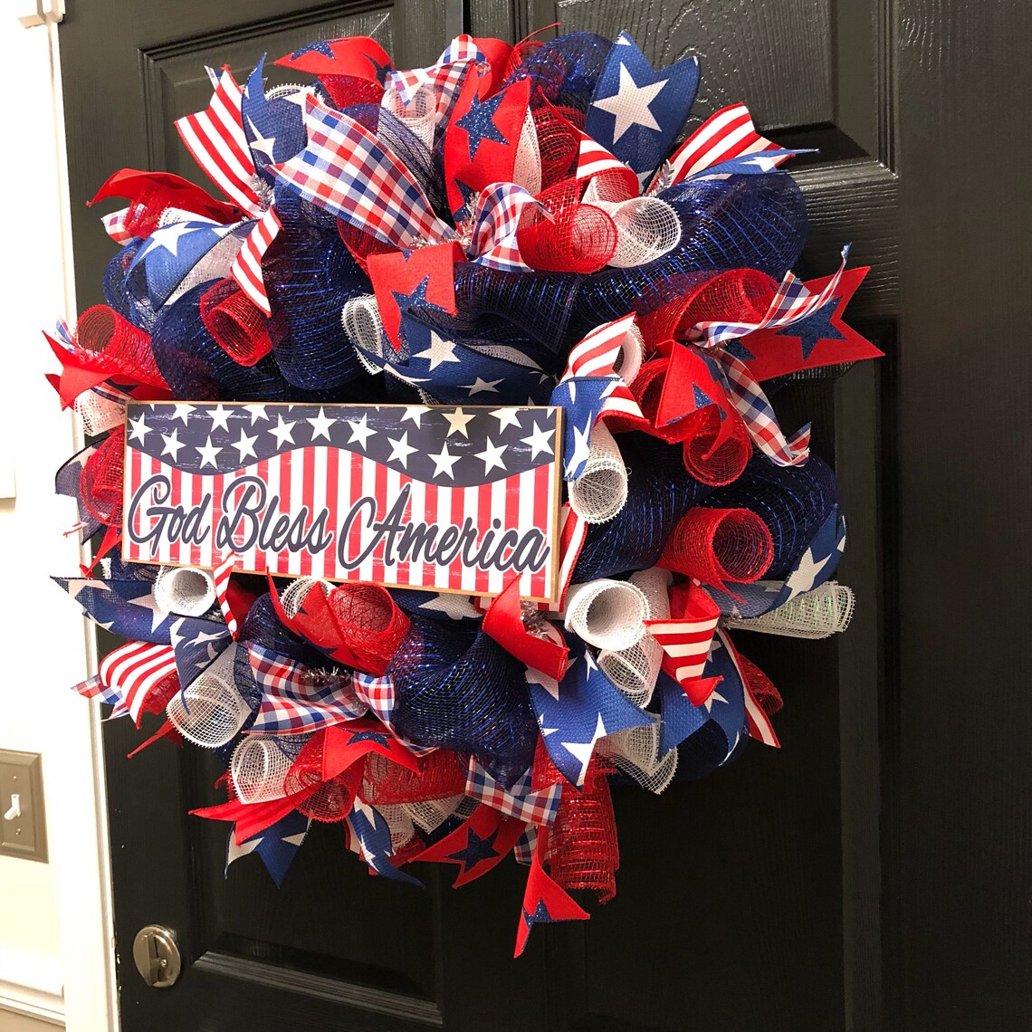 🔥Handmade God Bless America Patriotic Wreath