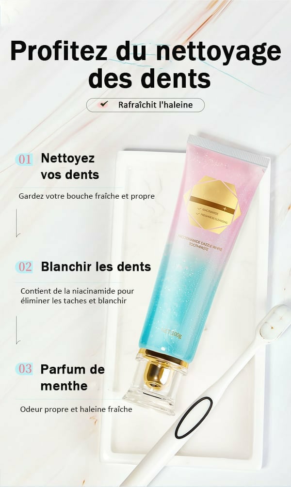🏆Dernier jour 49% de réduction🦷 Dentifrice blanchissant à la niacinamide – Pour des dents plus saines et plus blanches !