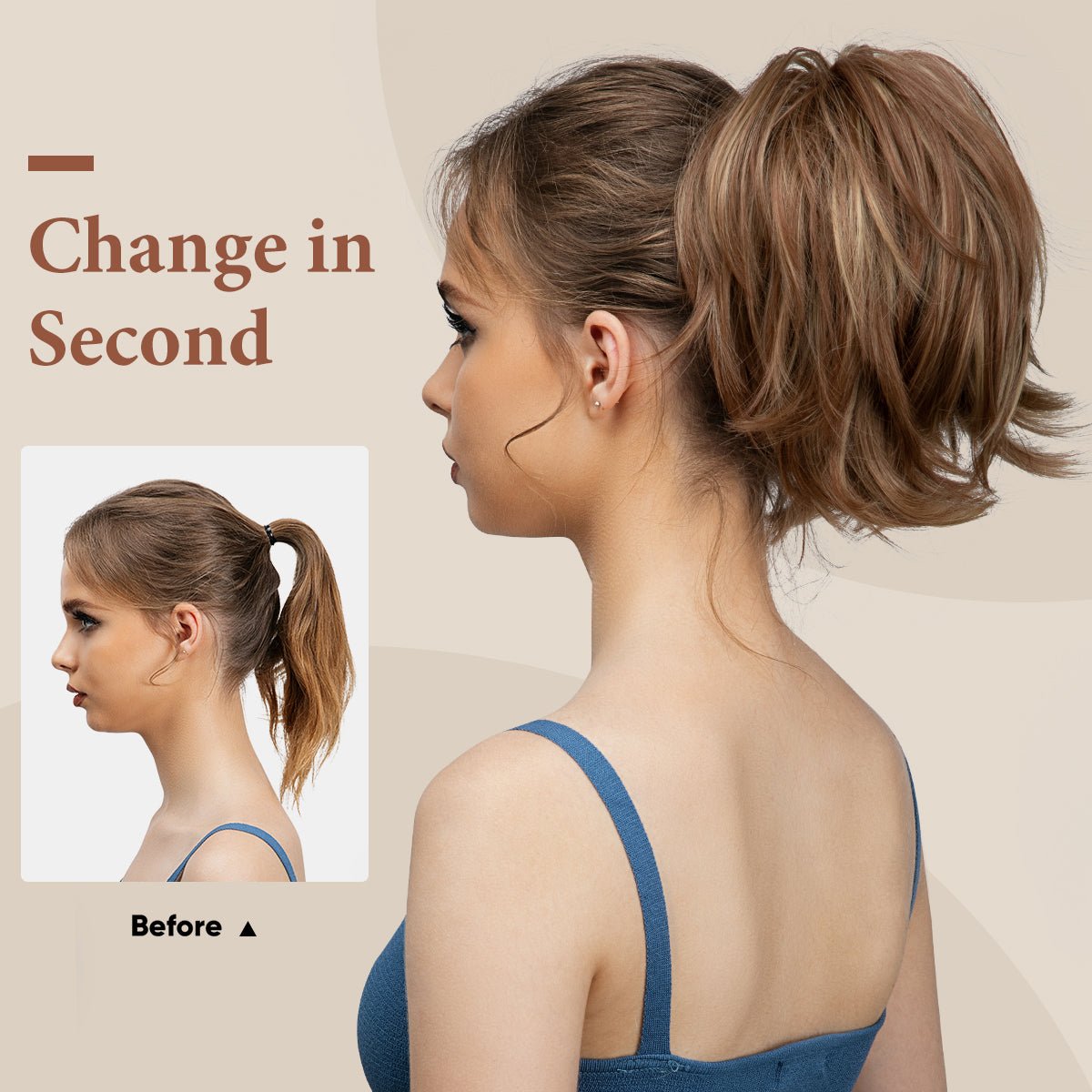🔥Last Day Promotion 50% OFF💥Synthetic Claw Clip In Ponytail Hair Extensions Diy Hairpiece Hair Bun
