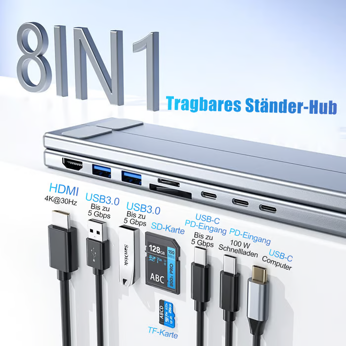 🔥Letzter Tag 50% RABATT- 8-in-1 USB-C Laptopständer