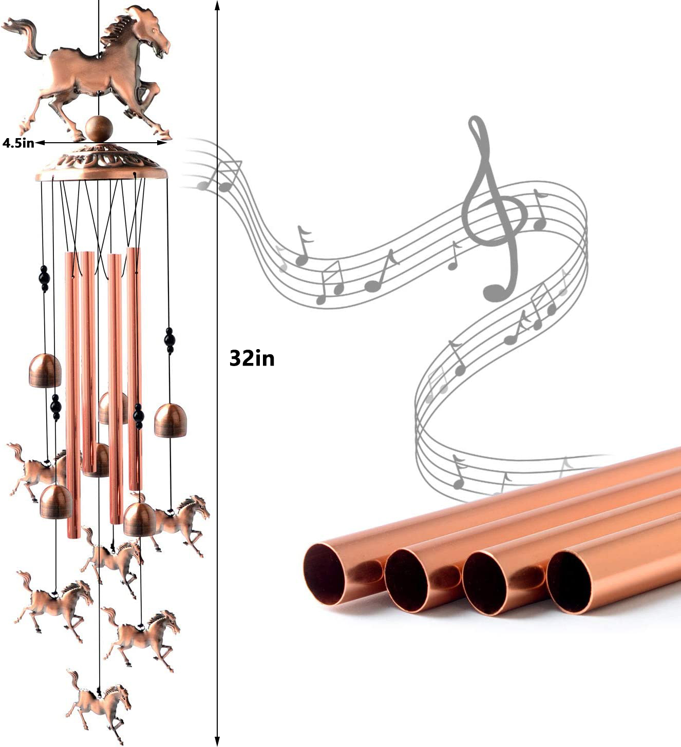 (🔥SUMMER HOT SALE - 50% OFF) Pure hand-made Copper Horse Wind Chimes - BUY 2 FREE SHIPPING