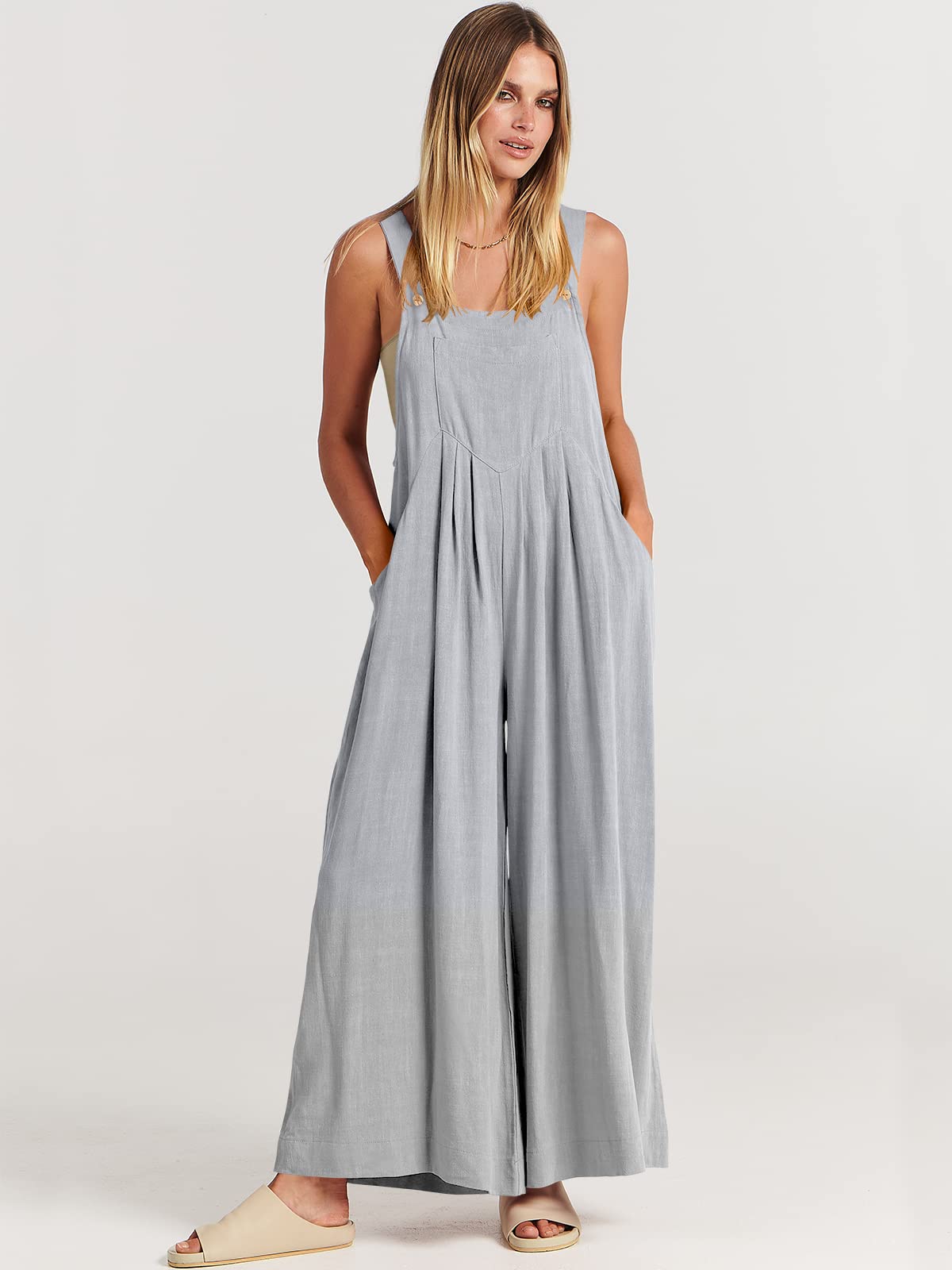 🔥Last Day 65% OFF🔥-Women's Sleeveless Wide Leg Jumpsuit with Pockets-BUY 2 FREE SHIPPING