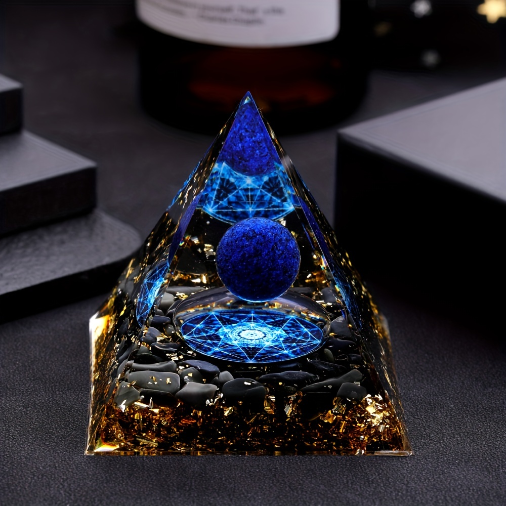 🔥Last Day Promotion 50% OFF -🎁- 💎💎💎Natural Stone Pyramid Inlaid With Lapis Lazuli Ball Decoration🌠