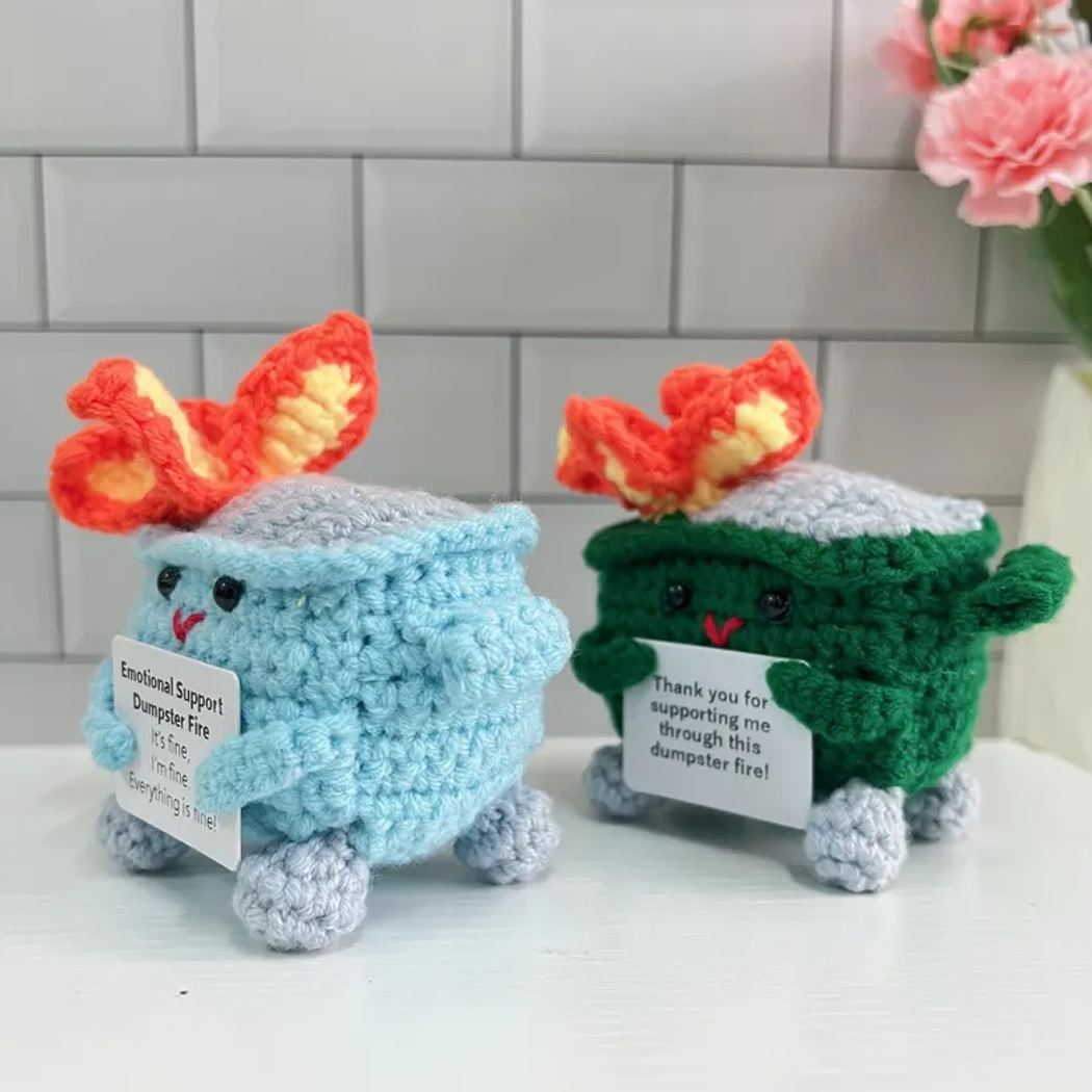 🎁Best Thank You Gift🔥Emotional Support Crochet Dumpster Raging Fire