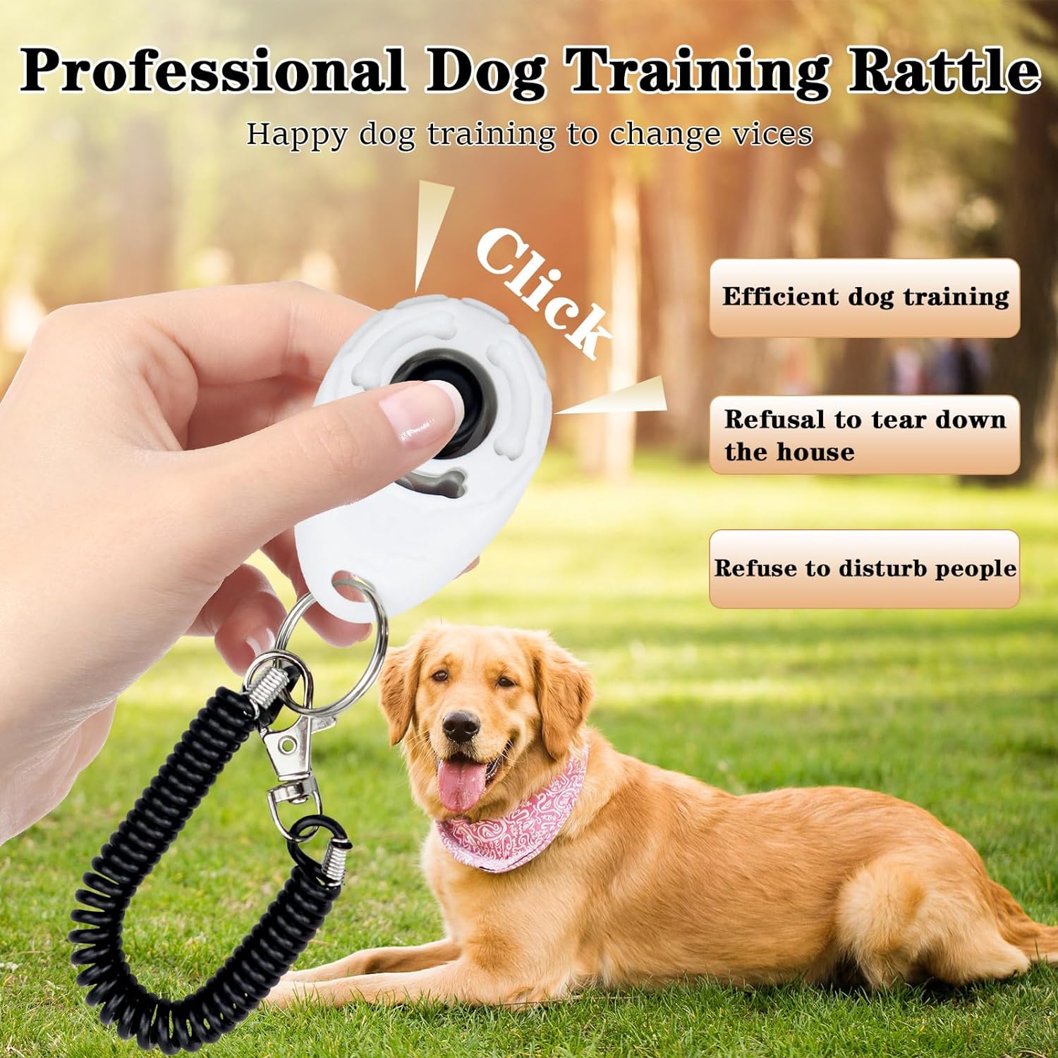 2 Pack Dog Whistle, 2 Pack Dog Clicker, 2Pack Lanyard, Dog Training Kit, Professional Recall Dog Training Whistles, Adjustable Ultrasonic Silent Dog Whistle (Black)