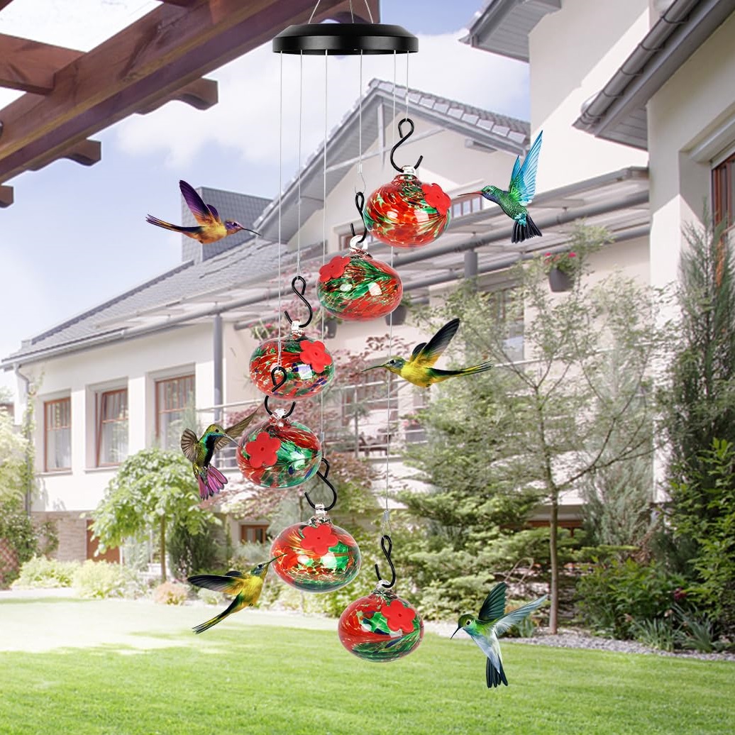 2024 New Charming Wind Chimes Hummingbird feeders Garden Decor