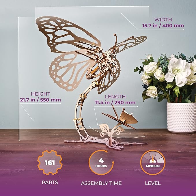 🦋3D Wooden Mechanical Butterfly