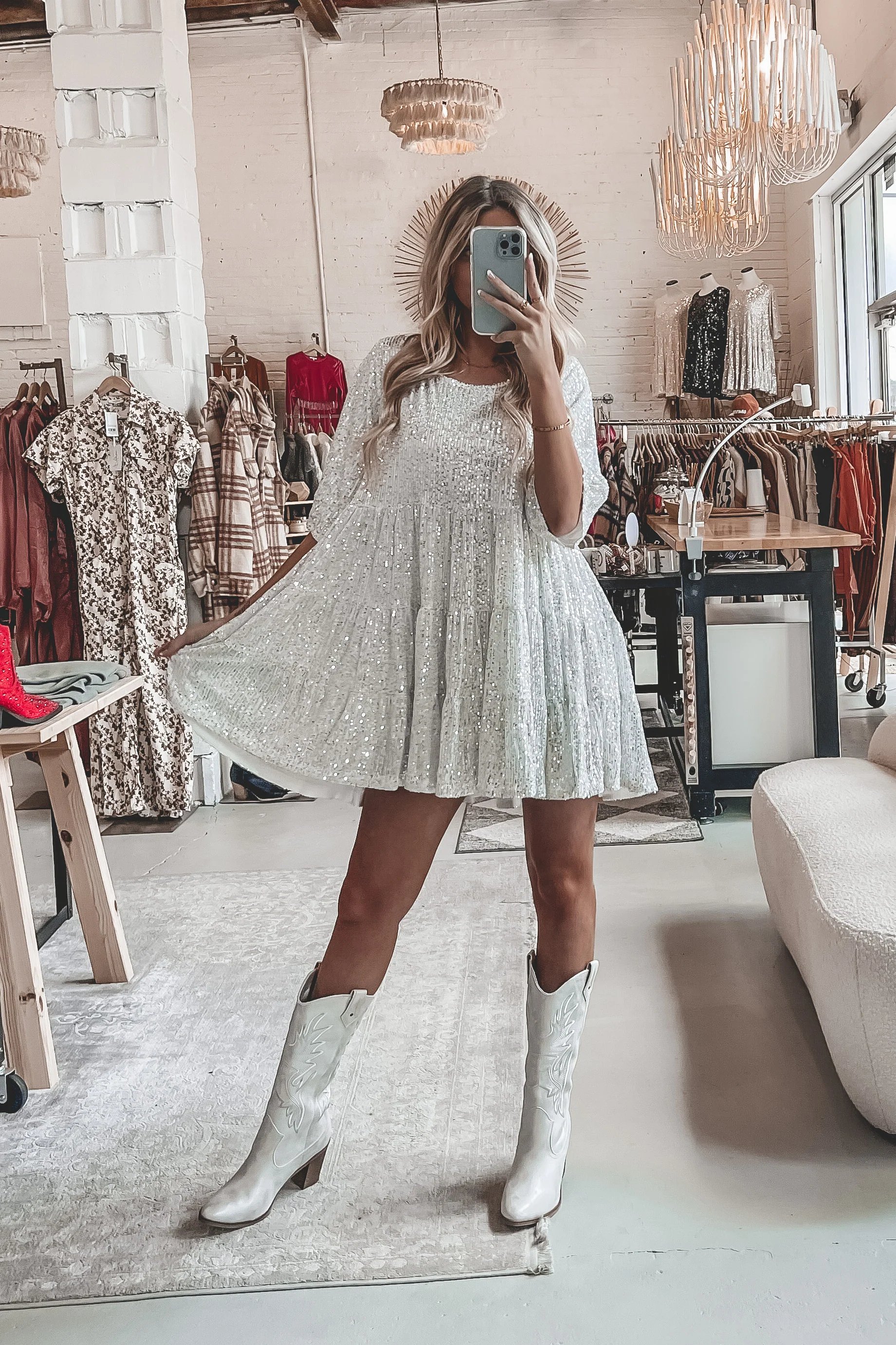 🔥Last Day Sale - 50% OFF✨Sequin Baby Doll Dress