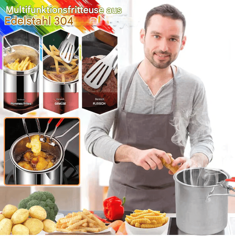 ✨Letzter Tag 49 % Rabat🔥Multifunktionale Fritteuse aus Edelstahl 304