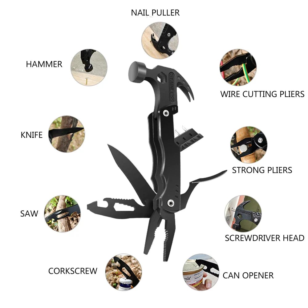 🔥Last Day Special SALE-50% OFF🔥Multifunctional Survival Hammer 14 in 1 Stainless Steel Alloy Material