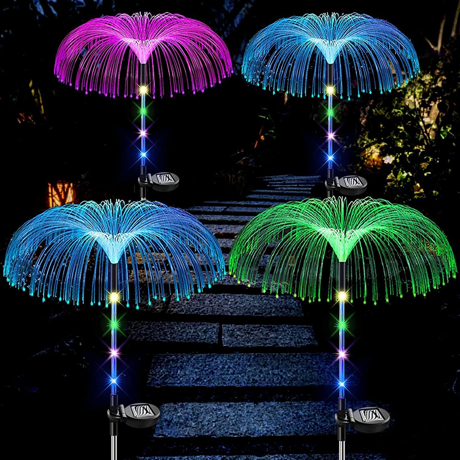 Solar-Powered LED Garden Fiber Optic Lights