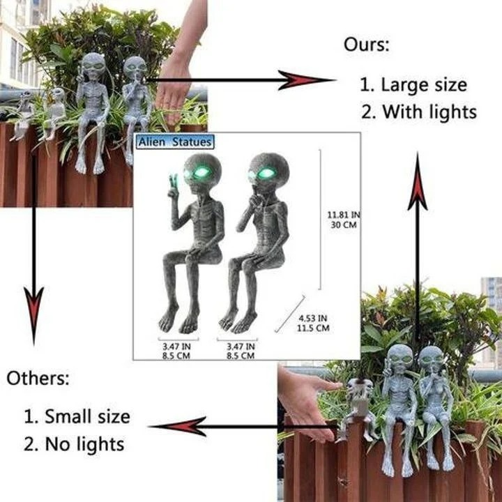 Summer Hot Sale 50% OFF - Alien Solar Lamp Statue Set Garden Decoration(Buy 2 Free Shipping)