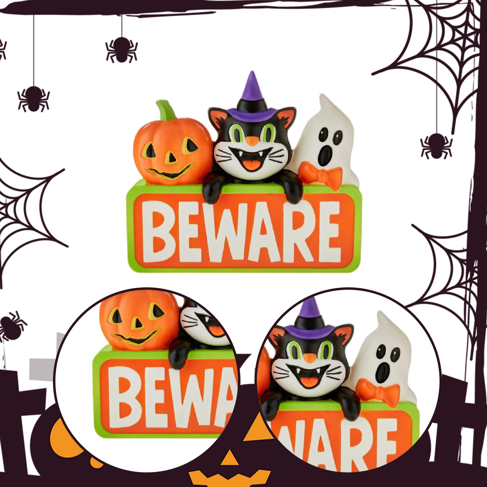 🎁TikTok Last Day Sale - 70% OFF🎃👻Halloween Lighted Blow Mold Vintage BEWARE Pumpkin Black Cat Ghost