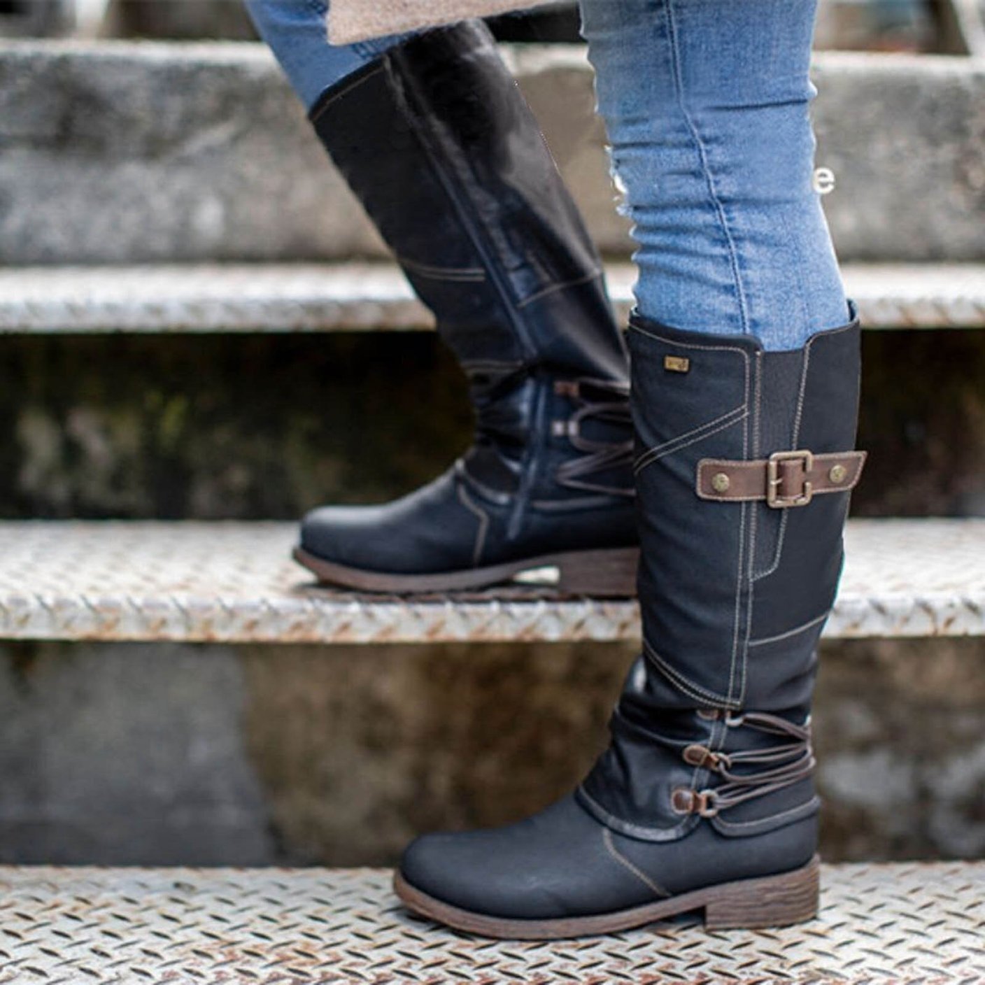 🎁LAST DAY 45% OFF🎁Women's Vintage Leather Zipper High Snow Boots