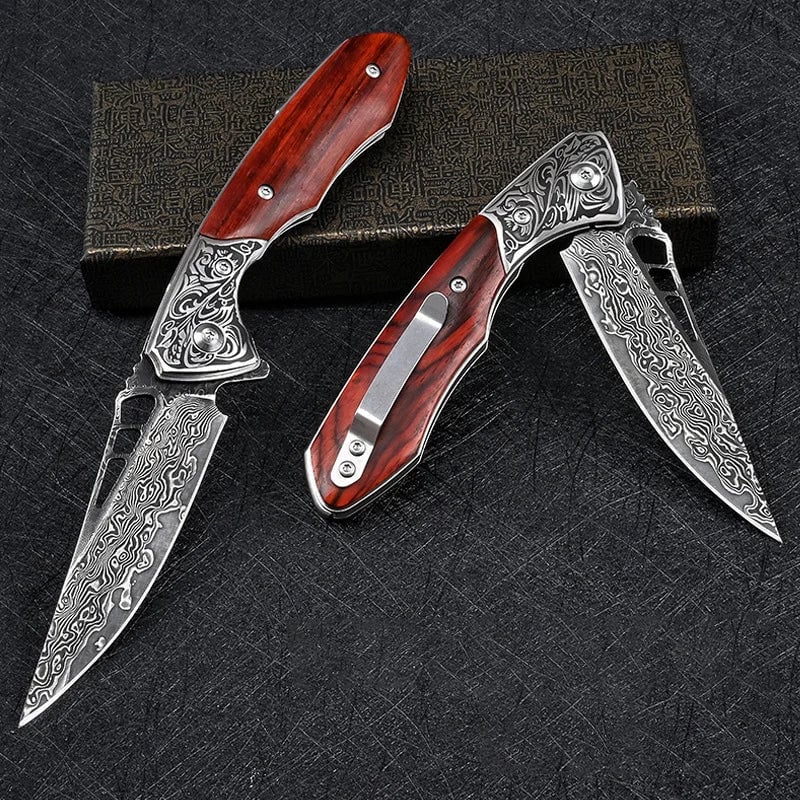 Handcrafted Damascus Steel Folding Knife