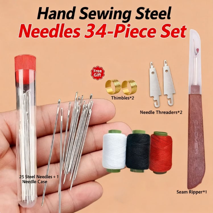 🎁TikTok Last Day Sale - 70% OFF🎉34PCS Big Eye Steel Needles Set⚡BUY 1 GET 1 FREE⏳
