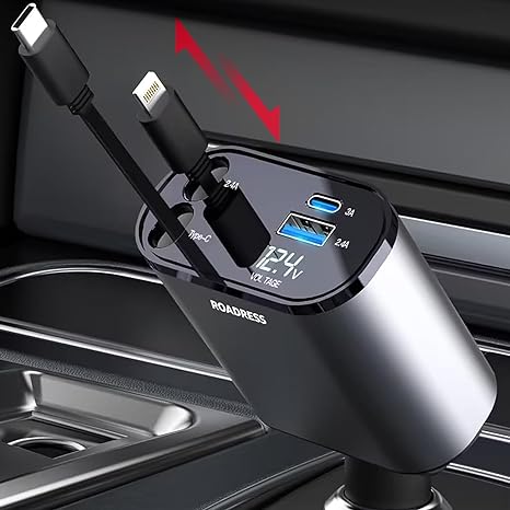 ⚡Clearance Sale 70% OFF丨Retractable Car Charger with Dual Retractable Cords, BUY 2 FREE SHIPPING