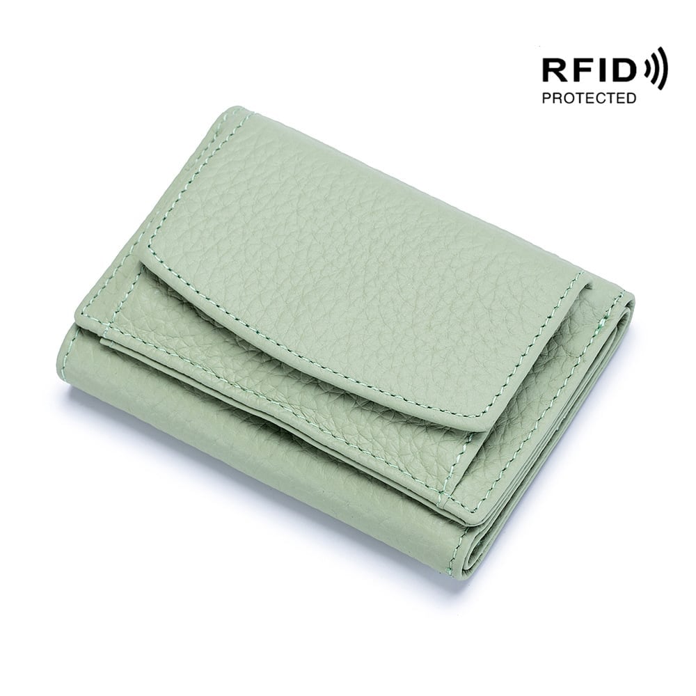 2024 New Genuine Leather RFID Blocking Card Holder Organizer Pocket Mini Wallet