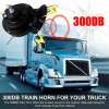 300DB Super Loud Train Horn For Truck Train Boat Car Air Electric Snail Single Horn Black