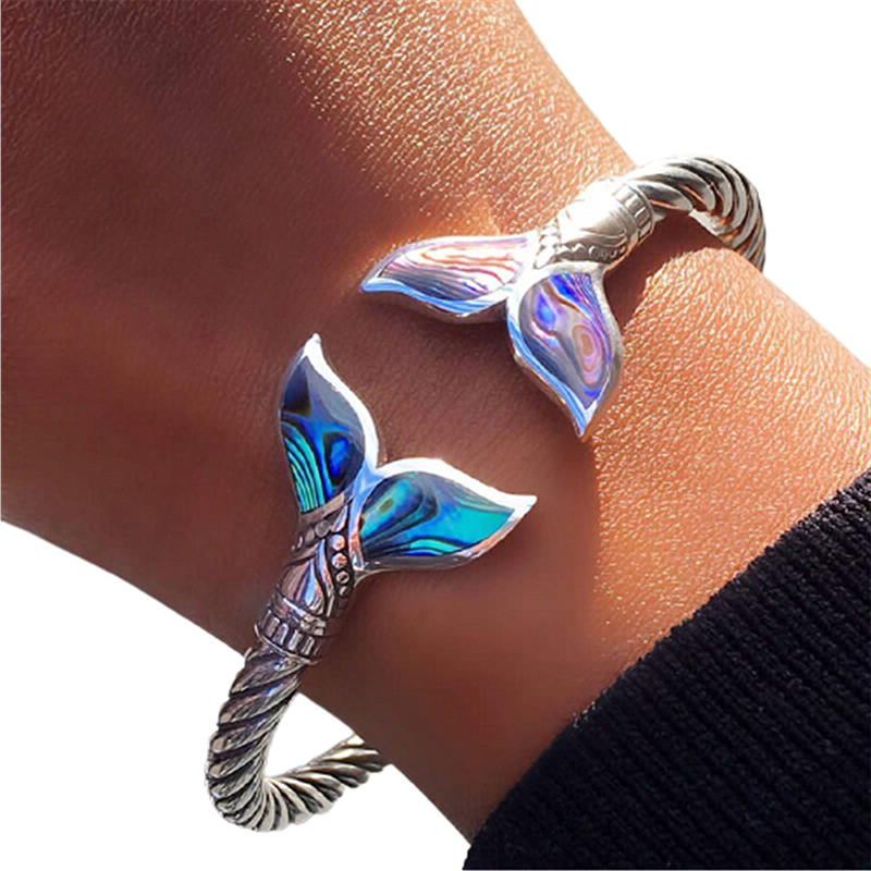 (🎄Christmas Pro Sale-49% OFF) Abalone Shell Mermaid Tail SS Bangle Bracelet🎉Buy 2 Get 1 Free&Free Shipping