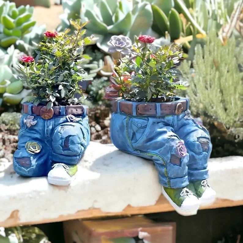 Uniquely Crafted Denim Flower Pots