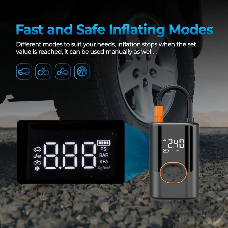 LAST DAY - 49% OFF✨Portable Tire Inflator - Inflation/Pressure Measurement/Lighting/Power Bank