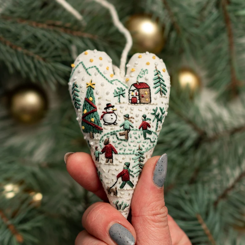 Heart Shaped Hand Embroidered Christmas Kit