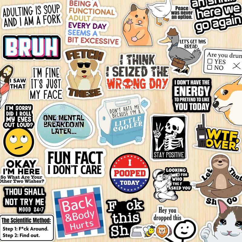 🤣Set of 130 Pcs Funny Saying Stickers