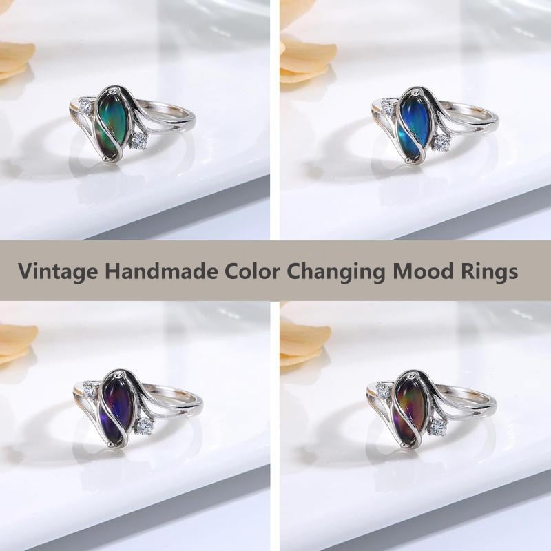 Exquisite 925 Sterling Silver Mood Rings Moonstone for Women