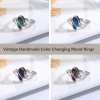 Exquisite 925 Sterling Silver Mood Rings Moonstone for Women