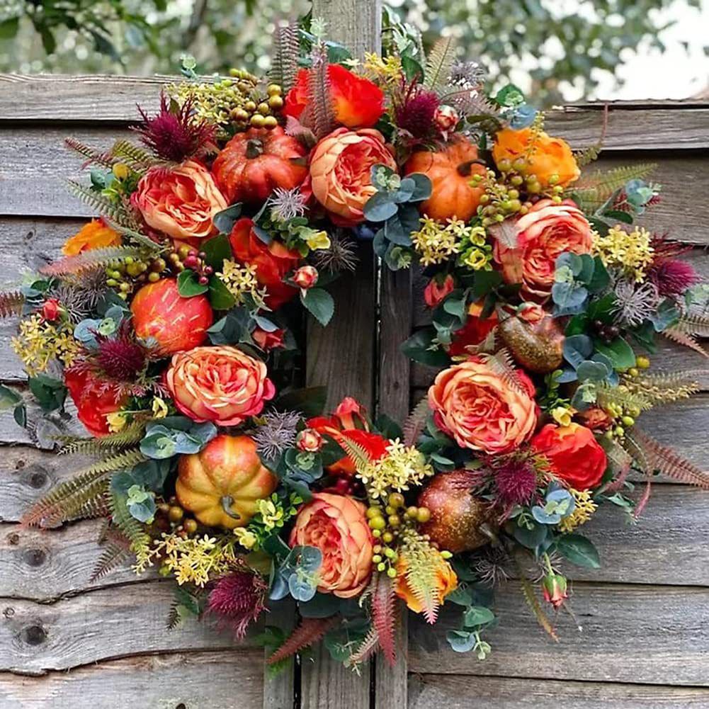 🔥Last Day Promotion - 60% OFF🎁💖Fall Peony And Pumpkin Wreath - Year Round Wreath