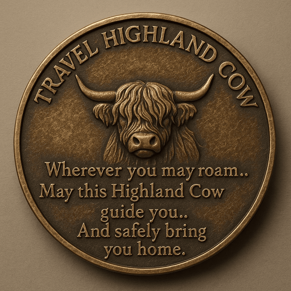 Highland Cow Travel Guardian Coin