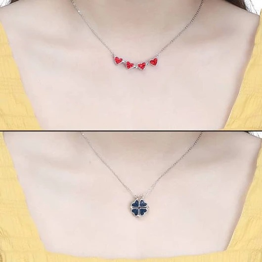 S925 Silver Four Heart Clover Necklace