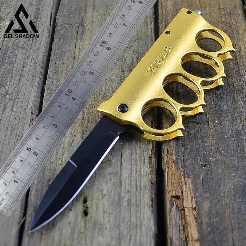 WWI 1918 Trench Knife Folder Spring Assist Knuckle Knife