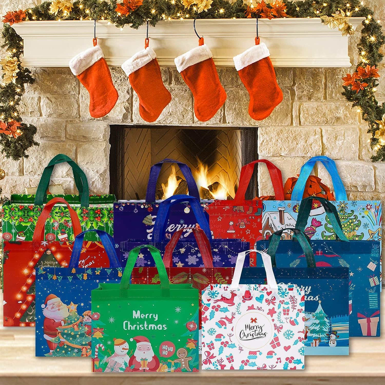 🔥Last Day Promotion 70% OFF🔥Christmas Gift Bags Large Reusable Tote Bags