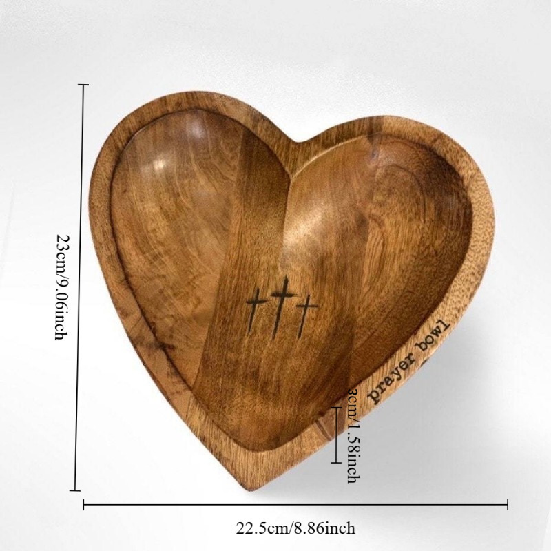 🎄(🔥Black Friday Sale: Save $10)🎄Handmade Heart-Shaped Prayer Bowl With Carved Cross And 