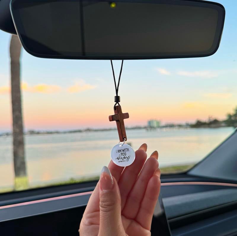 🔥Last Day Sale - 50% OFF💥Bible Verse Car Rearview Hanging Cross Ornament