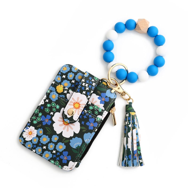 (🔥2025 NEW YEAR SALE - 50% OFF) Floral leather small wallet with keychain and bracelet 🔥𝐁𝐮𝐲 𝟑 𝐆𝐞𝐭 𝐄𝐱𝐭𝐫𝐚 𝟐𝟎% 𝐎𝐅𝐅