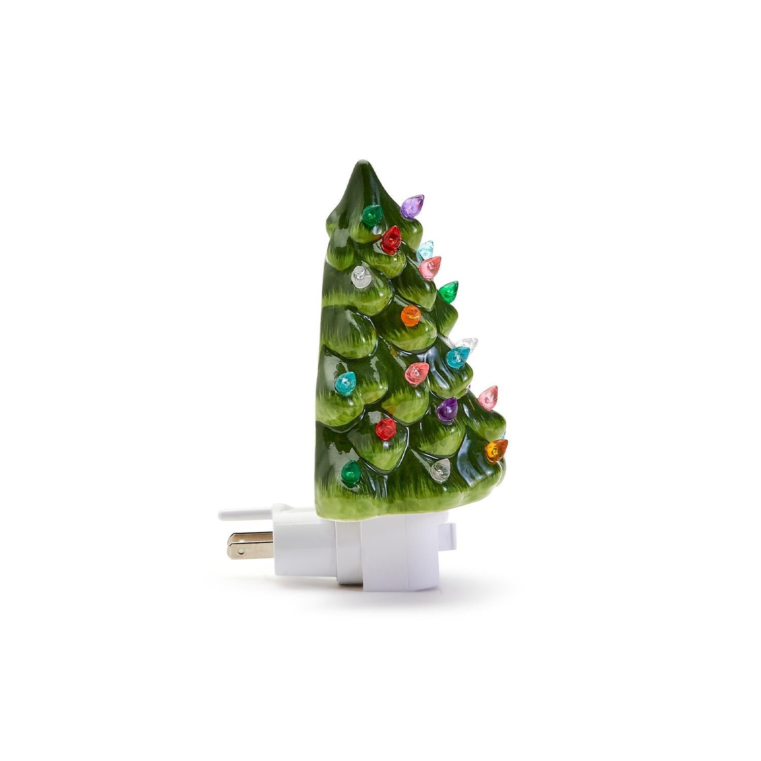 Vintage Ceramic Christmas Tree Nightlight - 6-1/2-in