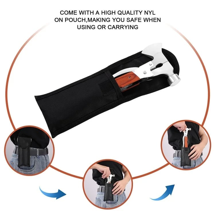 16 in 1 Multifunctional Axe Hammer Outdoor Emergency Safety Tool Saw Blade