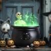 Halloween Witches Cauldron with Magical Floating Potion Bottles and Fog Maker Diffuser