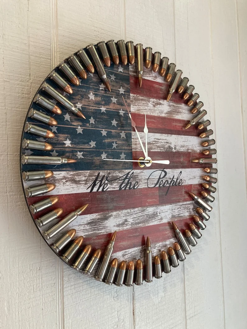 Patriotic “We The People” Flag Bullet Clock